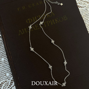 通体纯银十字架项链克罗款满天星同款锁骨链女轻奢小众高级感时尚