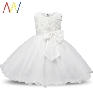 Newborn Dress For Baby Girl White First 1 Birthday Wear Gown