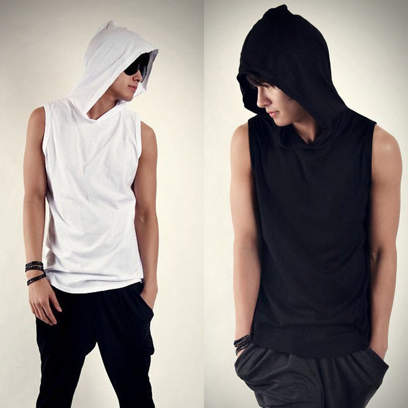 2018men summer vests sleeveness hoodie t-shirts white男T恤