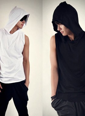 2018men summer vests sleeveness hoodie t-shirts white男T恤