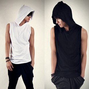 2018men summer vests sleeveness hoodie t-shirts white男T恤