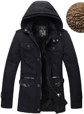 Men's winter coat 冬装外贸大码加绒加厚男士大衣 男胖胖哥外套