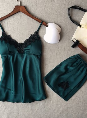 Ladies Sexy Satin Pajamas Set Pyjama Women Sleeveless Pijama