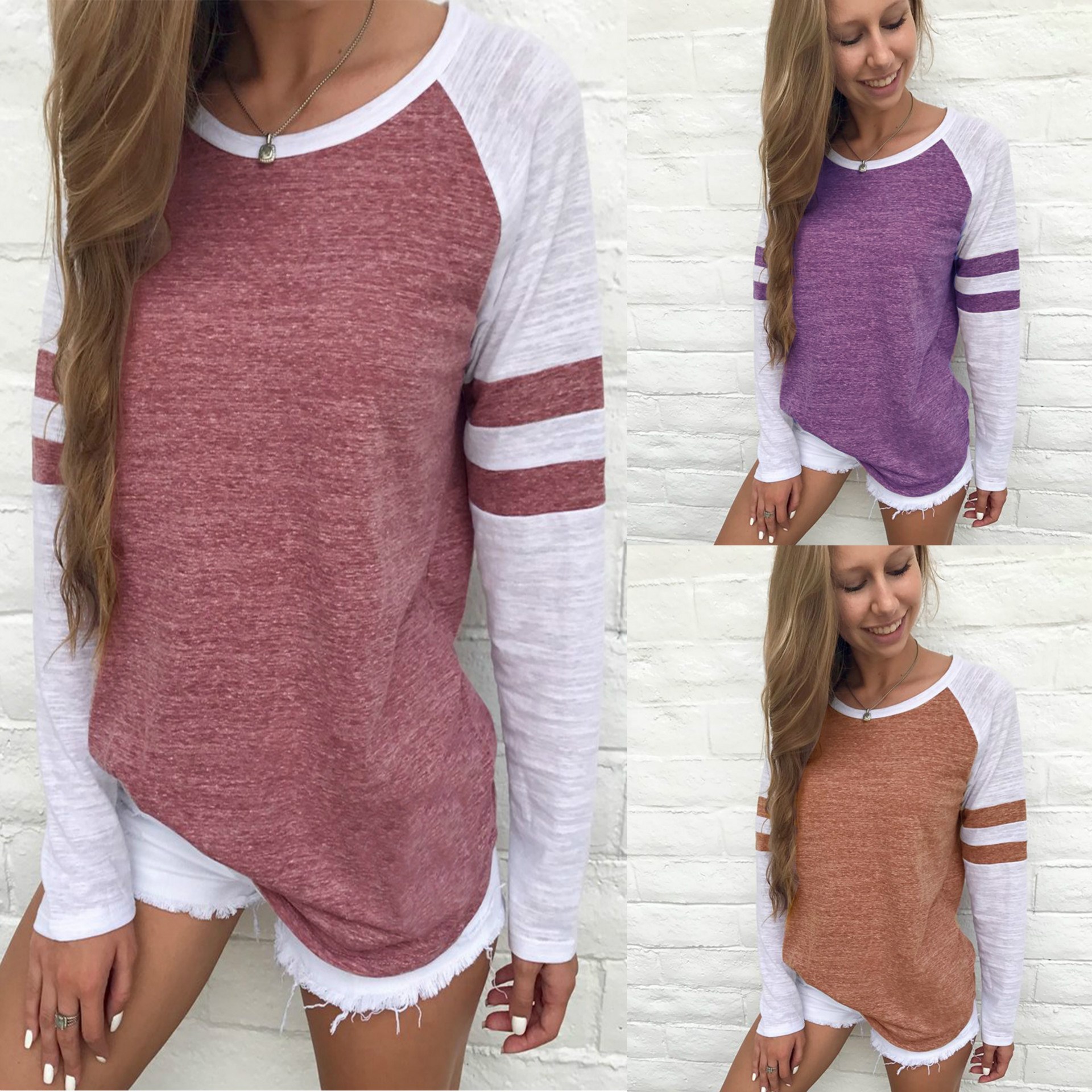 女人的长袖T恤Long sleeve tops Women causal blouse shirts