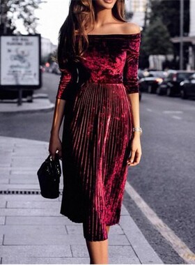 2018women sexy off shoulder party dress lady evening dresses