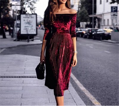 2018women sexy off shoulder party dress lady evening dresses