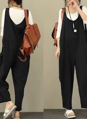 Women Jumpsuit  Summer  Linen Playsuit Plus Size Overalls