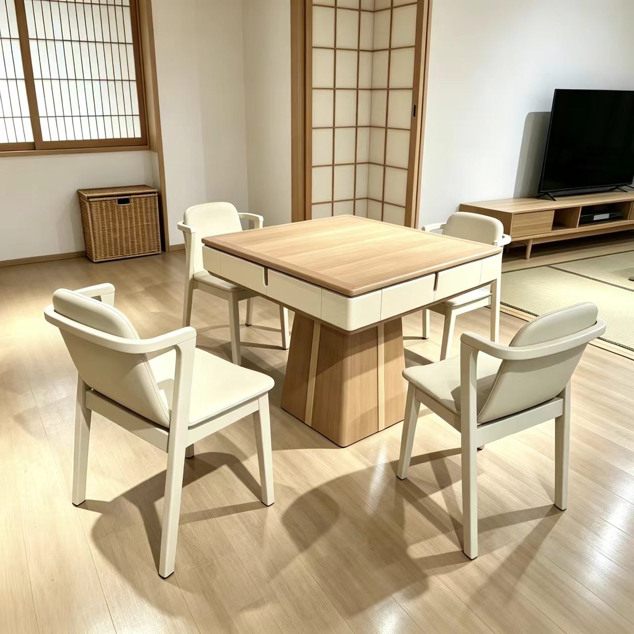 2026新款雀友简约风高档实木全自动麻将机餐桌两用别墅豪华麻将桌