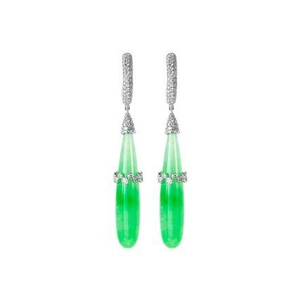 含税代购Samuel Kung jadeite 18K白金耳环2021新款秋冬女士