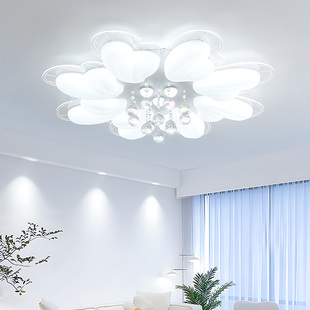 客厅主灯2025新款 奶油风大厅水晶吸顶灯圆形现代简约护眼语音控制