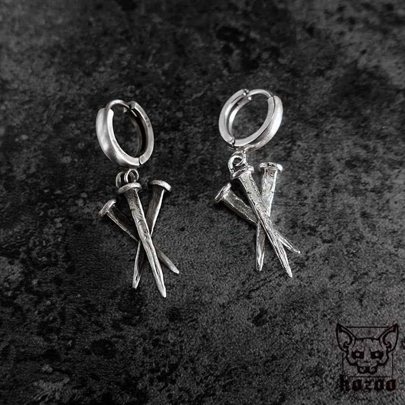 kozoo原创设计三枚925暗黑风耳扣