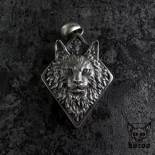 kozoo原创设计缅因猫挂坠新款 项链宠物猫饰品925纯银币浮雕镶嵌