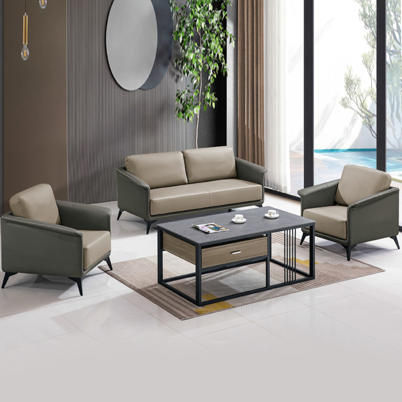 办公室沙发简约现代商务接待会客轻奢北欧小户型客厅沙发茶几组合