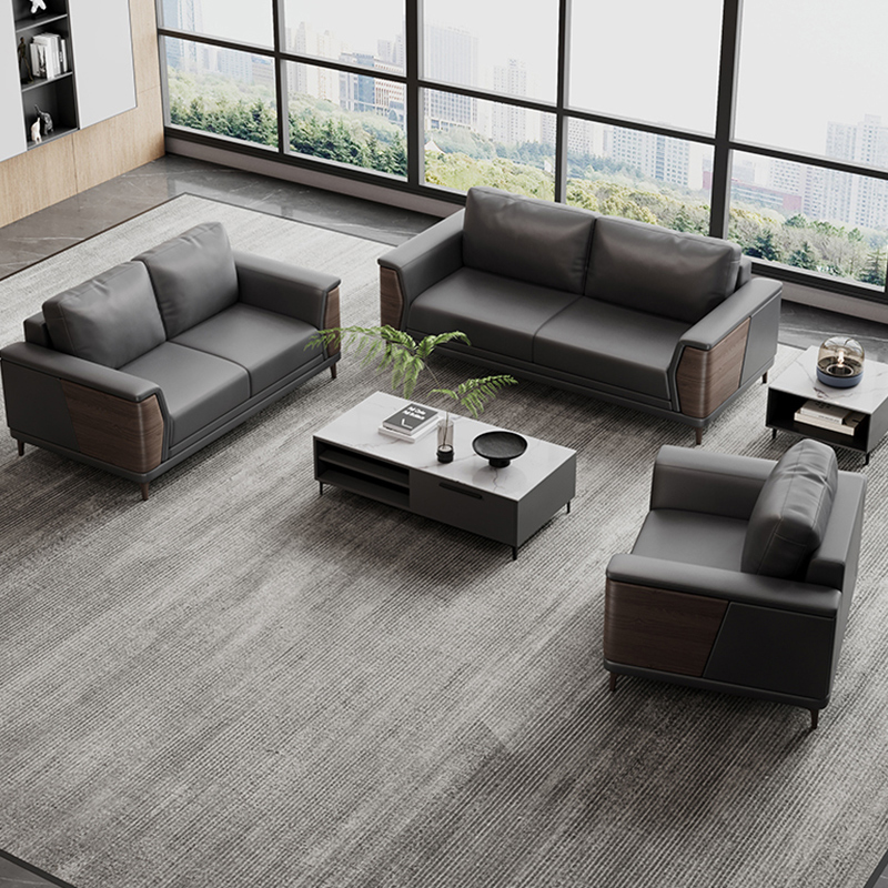 黑色服装店休息区真皮高级感