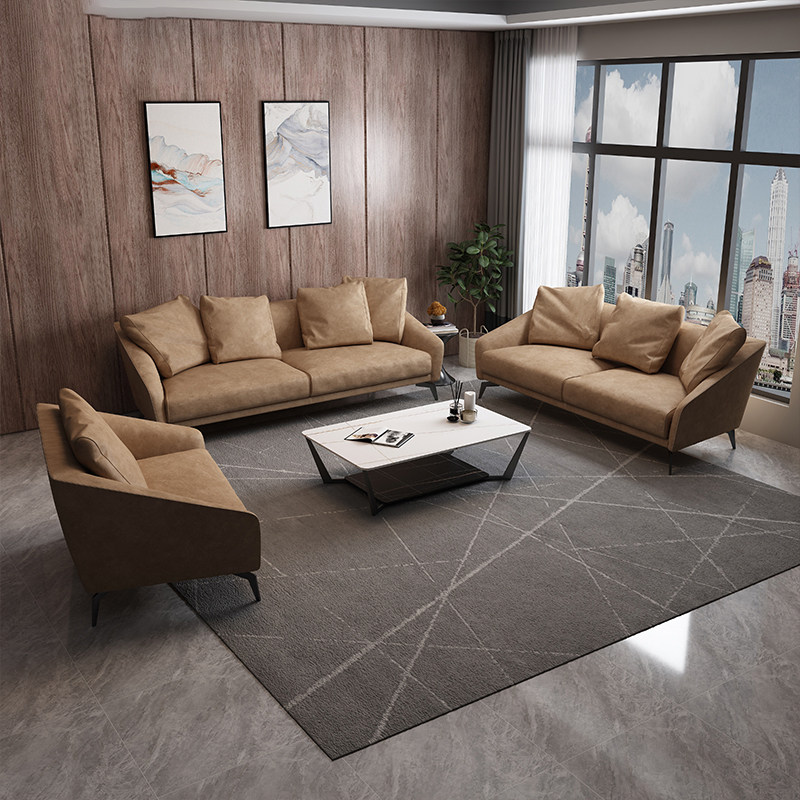 办公沙发茶几组合科技布艺乳胶现代简约意式极简接待区商务会客室