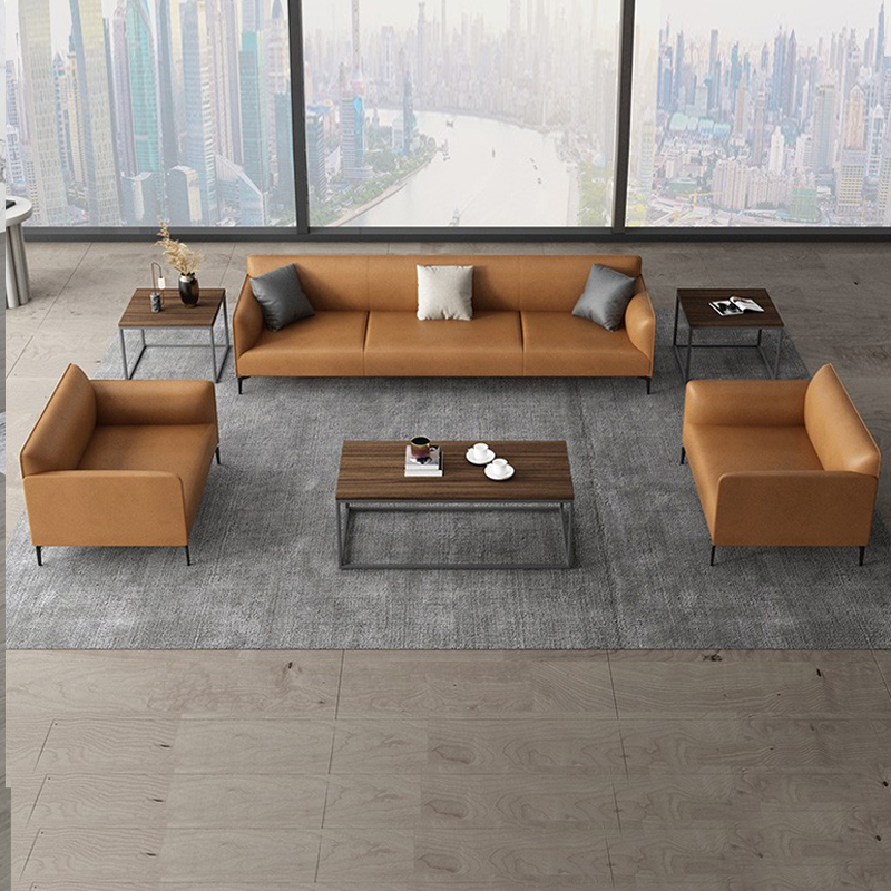 商务风接待室洽谈区真皮办公沙发