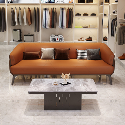 办公沙发简约现代北欧三人位接待会客商务休闲办公室真皮乳胶沙发