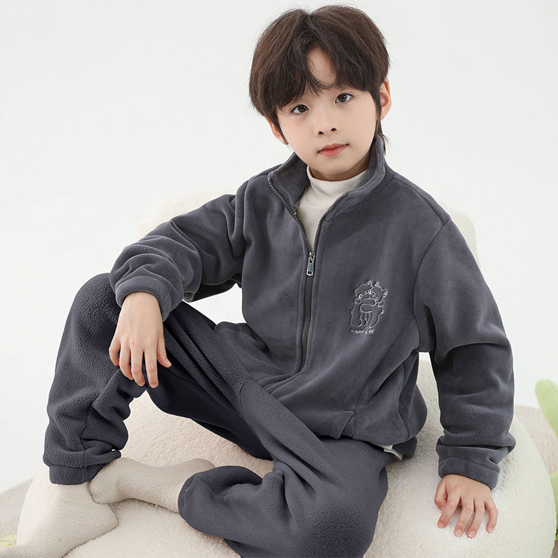 奥粒绒秋冬季男童睡衣加厚