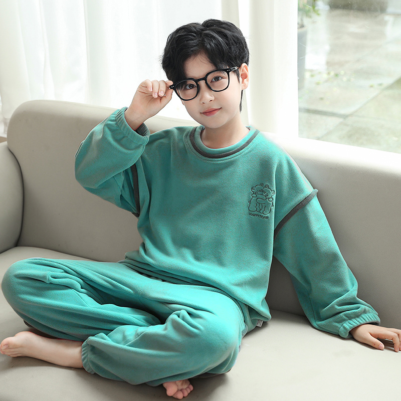 秋冬季加绒柔软男童睡衣