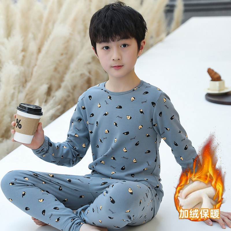 男童秋衣秋裤套装儿童内衣加绒秋冬款中大童男孩加厚冬保暖打底衣