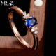 MR.Z 余生相伴 设计 925纯银0.5克拉培育蓝宝石戒指简约款 戒子女
