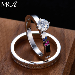 [MR.Z 一见钟情]0.3CT培育钻石戒指时尚开口情侣对戒结婚求婚礼物