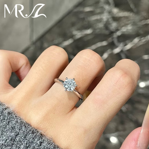 Z先生925银经典六爪款培育钻石戒指1克拉钻石简约求婚订婚婚戒