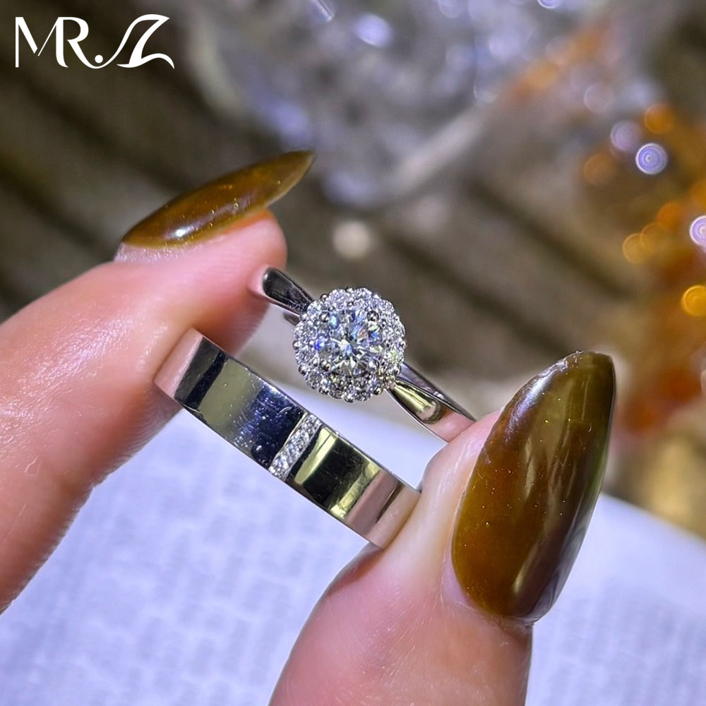 [新品 情定三生]925银镶嵌30分培育钻石戒指求婚结婚订婚情侣对戒