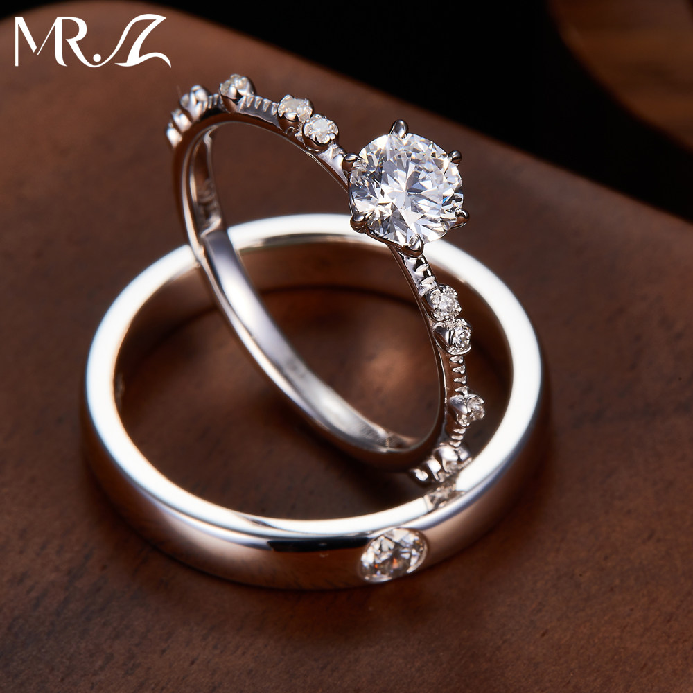 [厮守一生]925银0.5CT培育钻石戒指极简风格结婚求婚情侣表白对戒