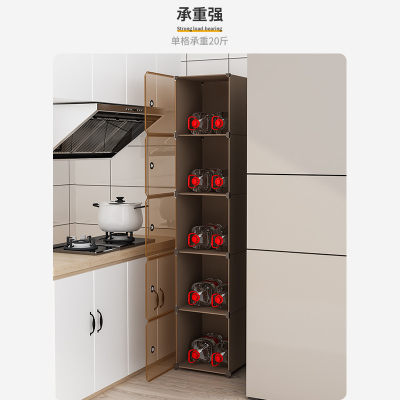 碗柜家用厨房储物柜子放碗筷盘置物架多功能收纳箱落地多层带柜门