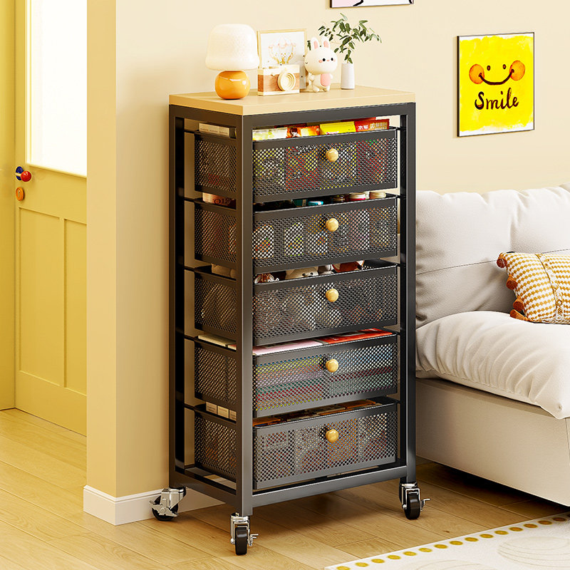 小推车置物架落地免安装移动带轮卧室零食架厨房收纳架子折叠书架,收纳整理,整理架/置物架/收纳架,淘宝优惠券,粉丝福利购,淘宝优惠卷