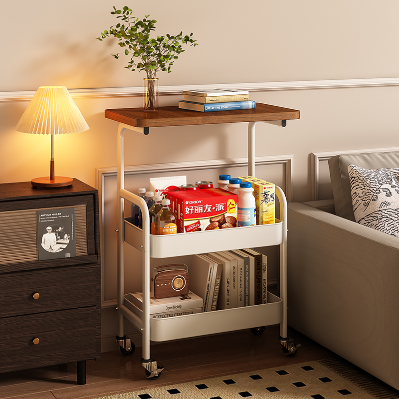 可移动茶几小推车奶油风边几