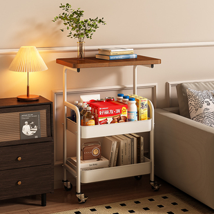 可移动茶几小推车奶油风边几客厅沙发边桌桌子卧室床头收纳置物架