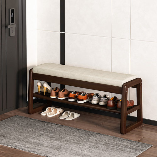 实木老人换鞋凳可坐软包凳子