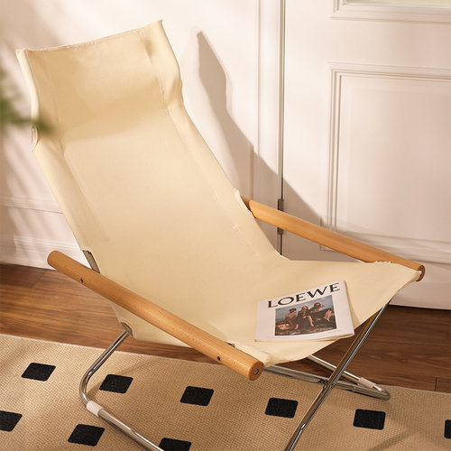 日式简约躺椅网红ins帆布折叠露营椅小户型阳台单人休闲靠背椅子