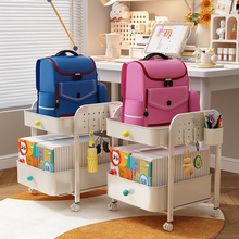 书包置物架家用多层桌下滑轮柜放书本零食收纳架可移动厨房小推车