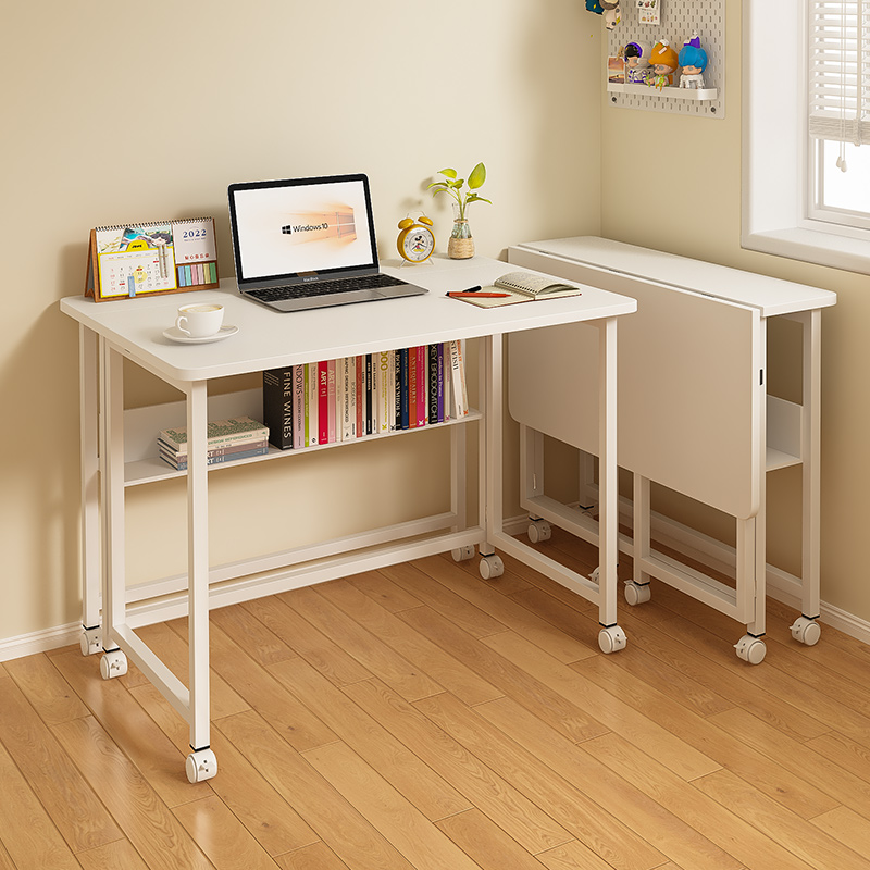 可折叠书桌书架一体简易电脑桌子