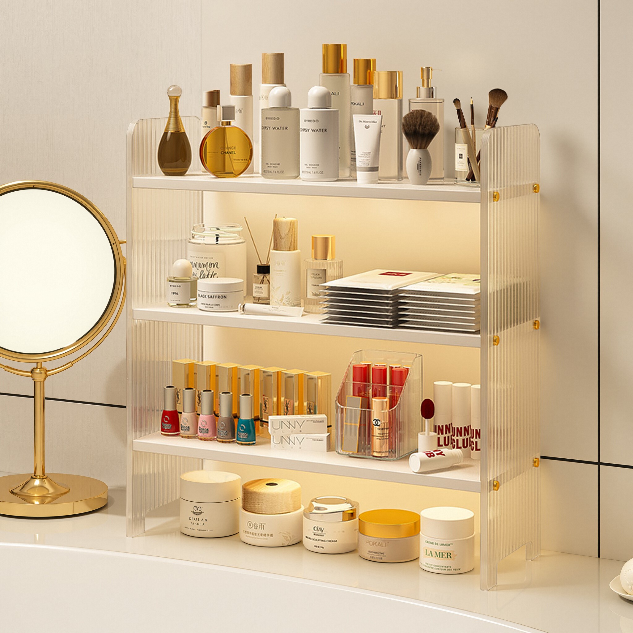 亚克力化妆品置物架浴室梳妆台桌面收纳盒洗漱台护肤品透明收纳架