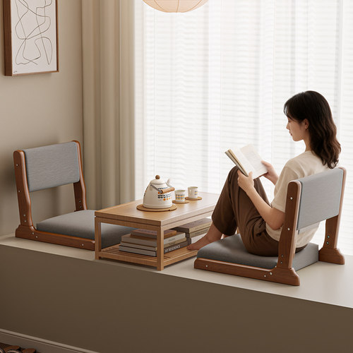 【榻榻米神器】实木飘窗椅靠背椅