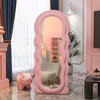 法式异形镜子温暖风全身镜落地网红少女心穿衣镜家用卧室试衣镜