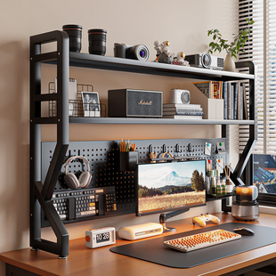 桌面置物架洞洞板桌上书架家用学生书桌收纳电脑桌立式多层整理架