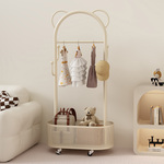 奶油风儿童衣架落地卧室家用移动衣帽架房间挂衣架晚上放衣服神器