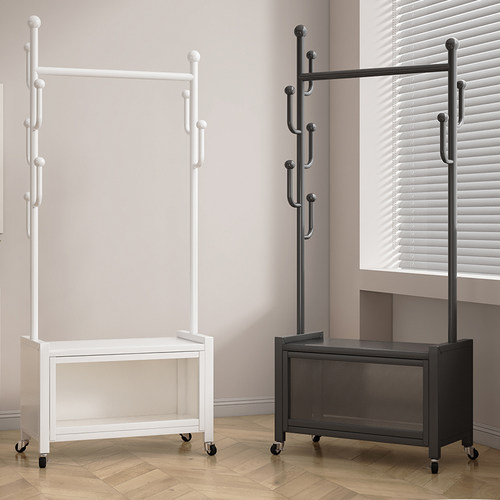 奶油风防尘柜子衣帽架可移动