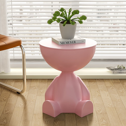 奶油风网红小平头茶几小户型家用沙发边几INS设计师卧室塑料边桌