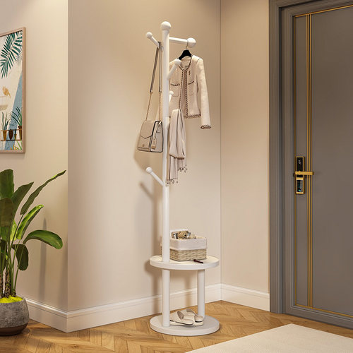 衣架落地卧室床边放衣服挂衣架可移动不占空间入户置物架实木包架