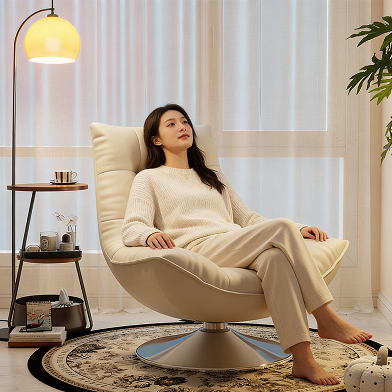 意式极简真皮可旋转单人沙发椅设计师现代简约客厅懒人休闲靠背椅,住宅家具,沙发椅,淘宝优惠券,粉丝福利购,淘宝优惠卷