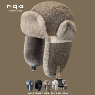 2025年新款儿童帽子冬季加绒加厚男童雷锋帽户外防风防寒宝宝护耳