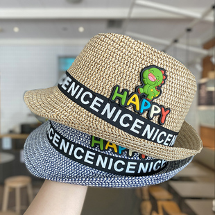 儿童帽子夏季遮阳韩版男童爵士帽男孩遮阳防晒沙滩宝宝太阳草帽潮