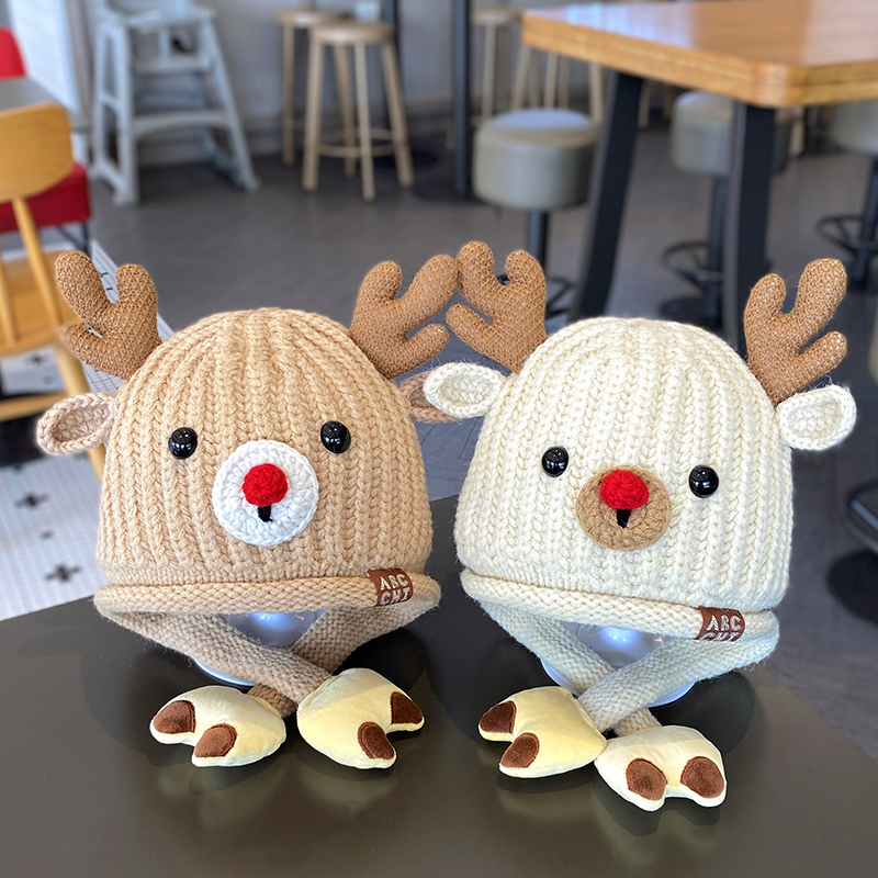 宝宝秋冬可爱保暖护耳毛线帽