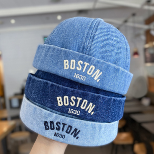 宝宝春秋韩系洋气牛仔地主帽儿童字母刺绣凹造型个性男童瓜皮帽子